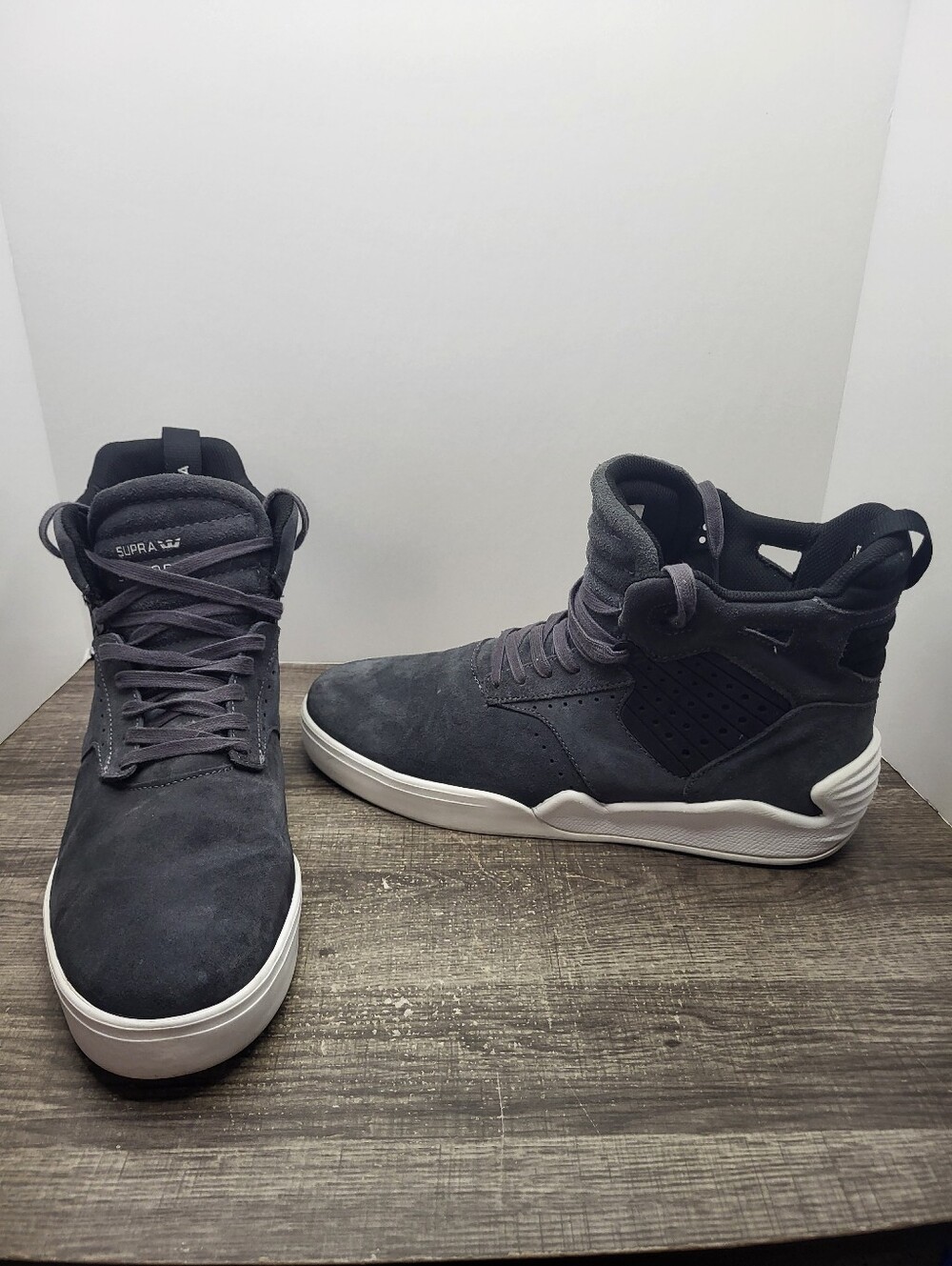 Supra SKYTOP IV Muska Grey White Skateboarding Skate Shoes Sneakers Men's Sz 13